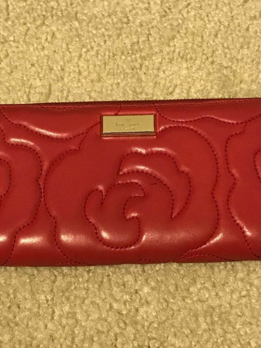 Kate Spade Red Floral Embroidered Leather Wallet | $45